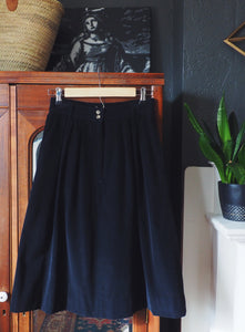 Vintage A-Line Black Corduroy Midi Skirt