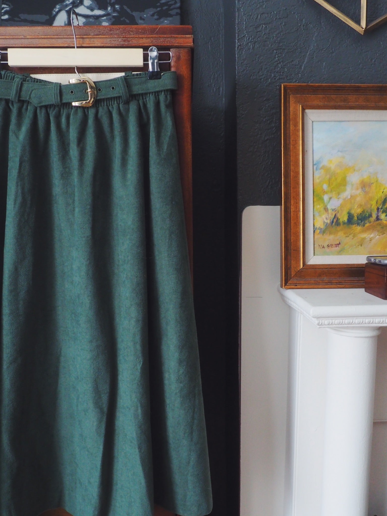 Vintage Forest Green A-Line Midi