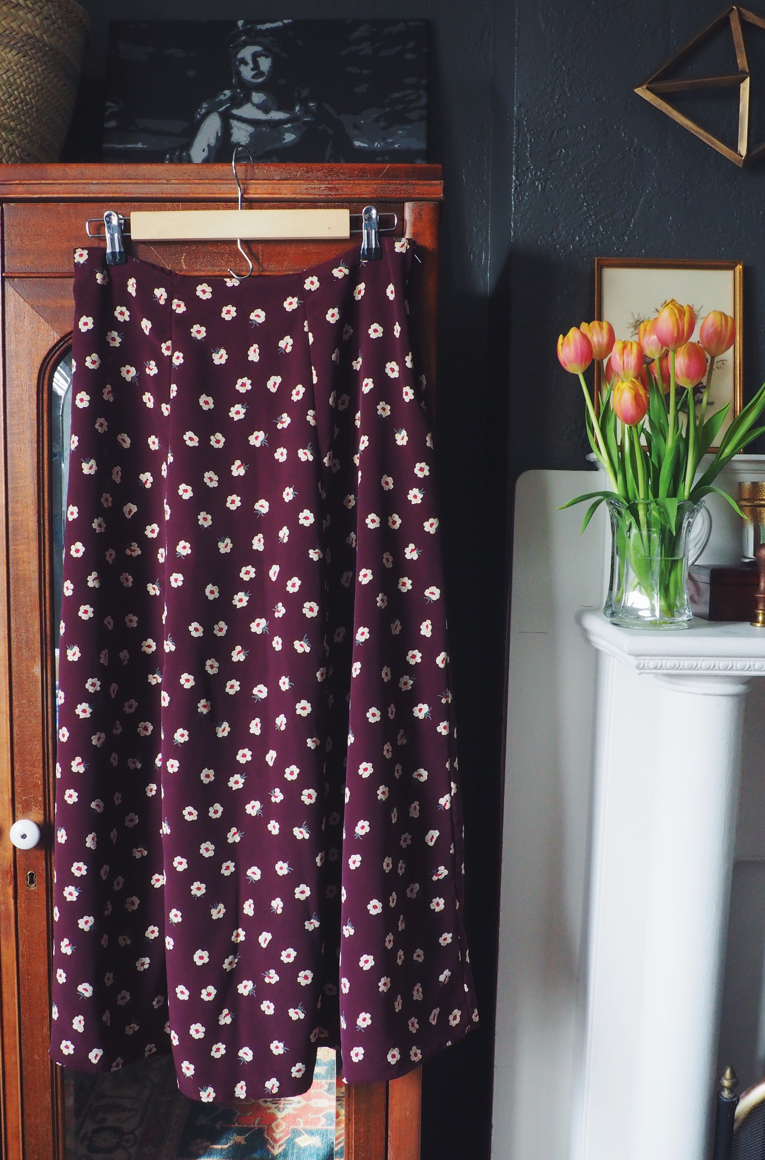 Vintage Floral Midi Skirt