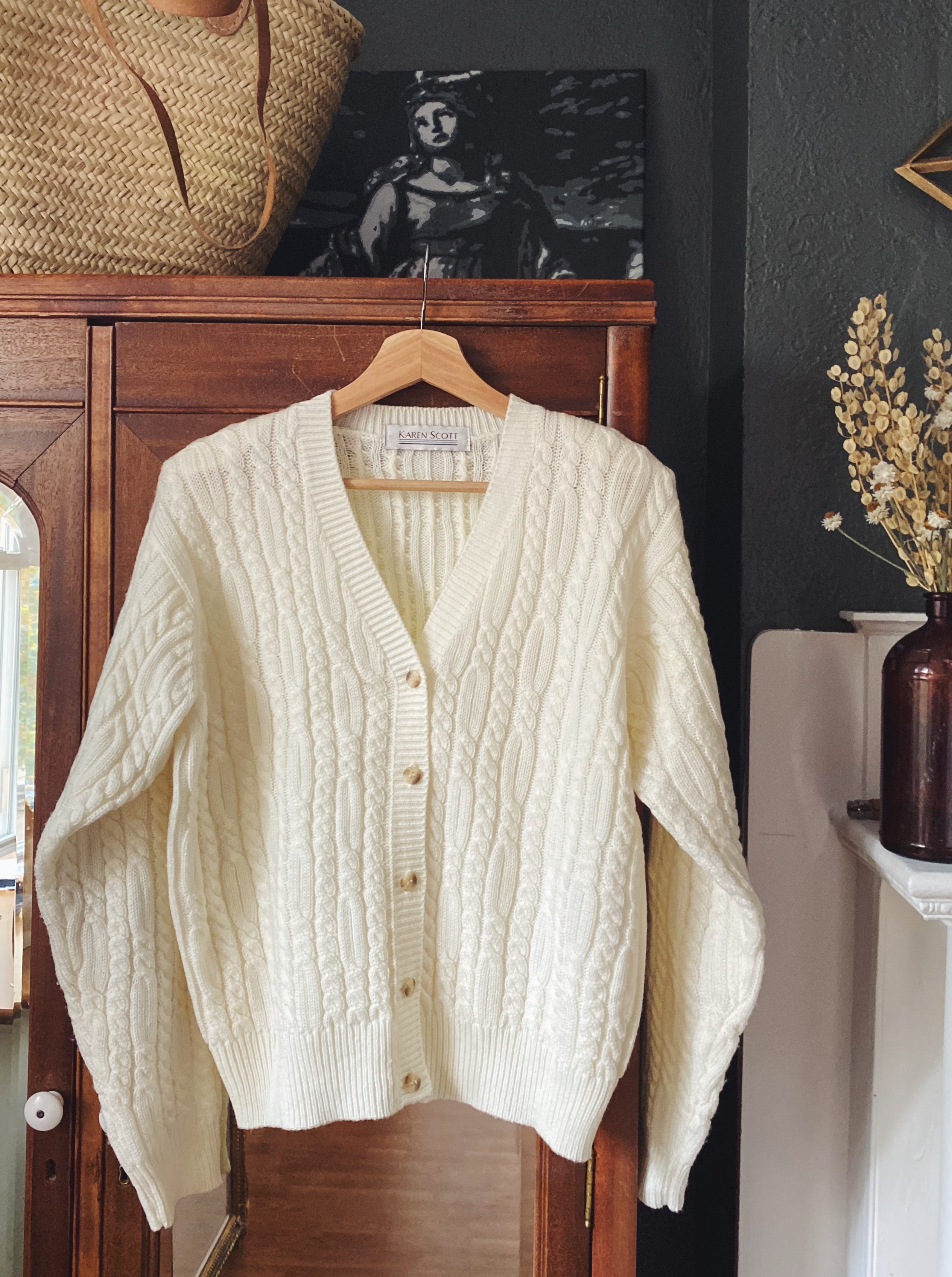 90s Cream Cable-Knit Cardigan – Ever Thrift