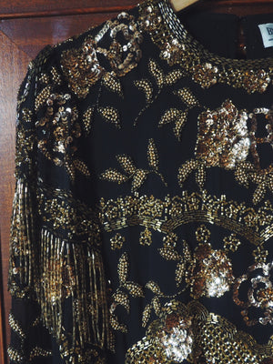 Vintage 100% Silk Gold Beaded Blouse