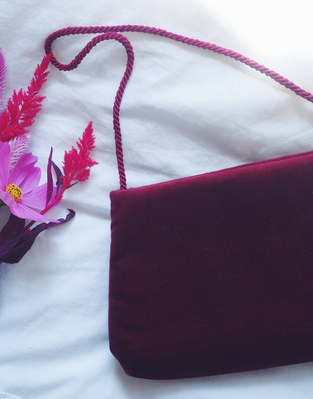 Vintage Cranberry Velvet Handbag