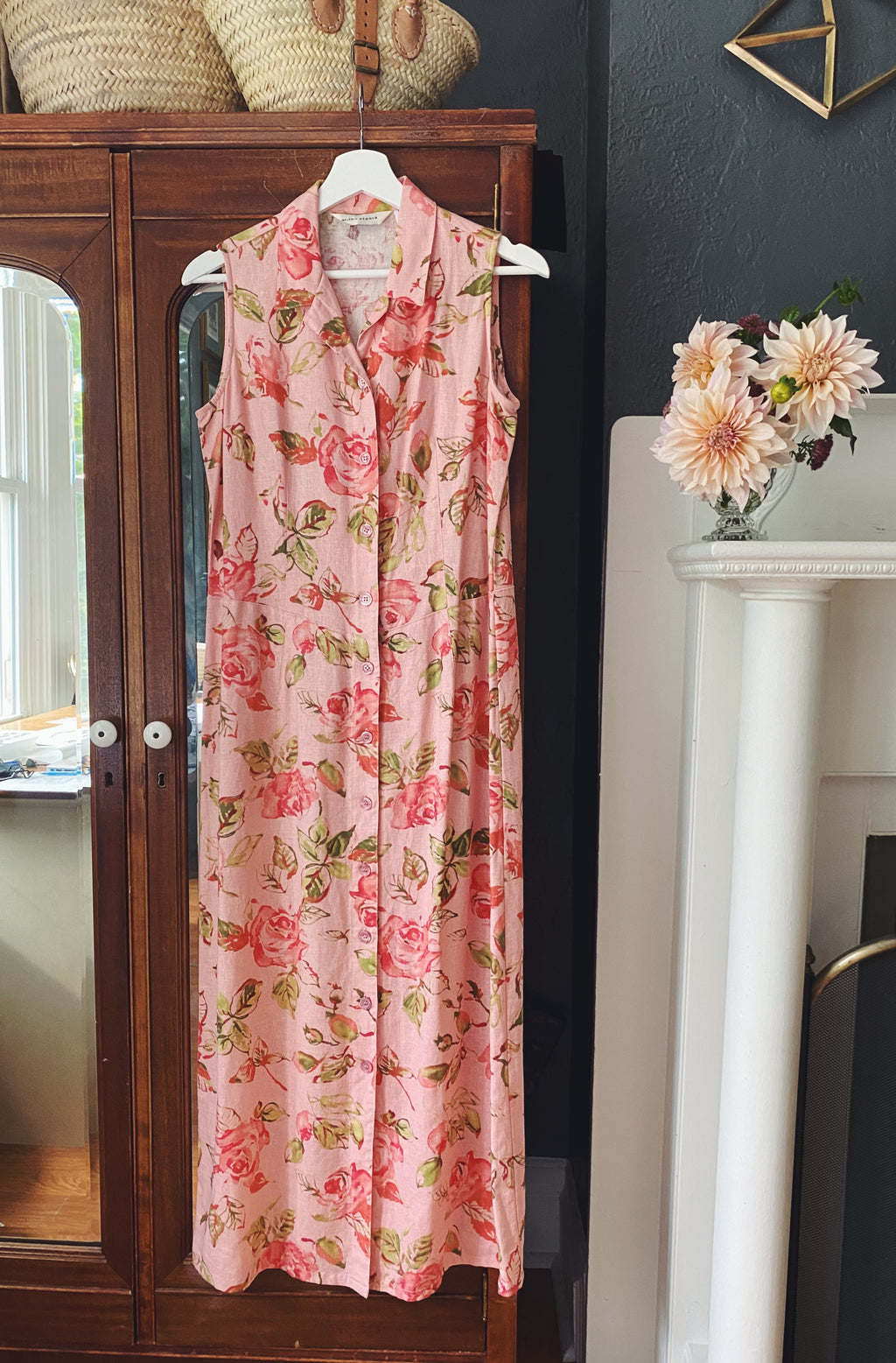 Strawberry Pink Floral Button-Front Dress