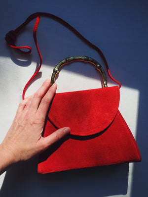 Vintage Red Suede Handbag