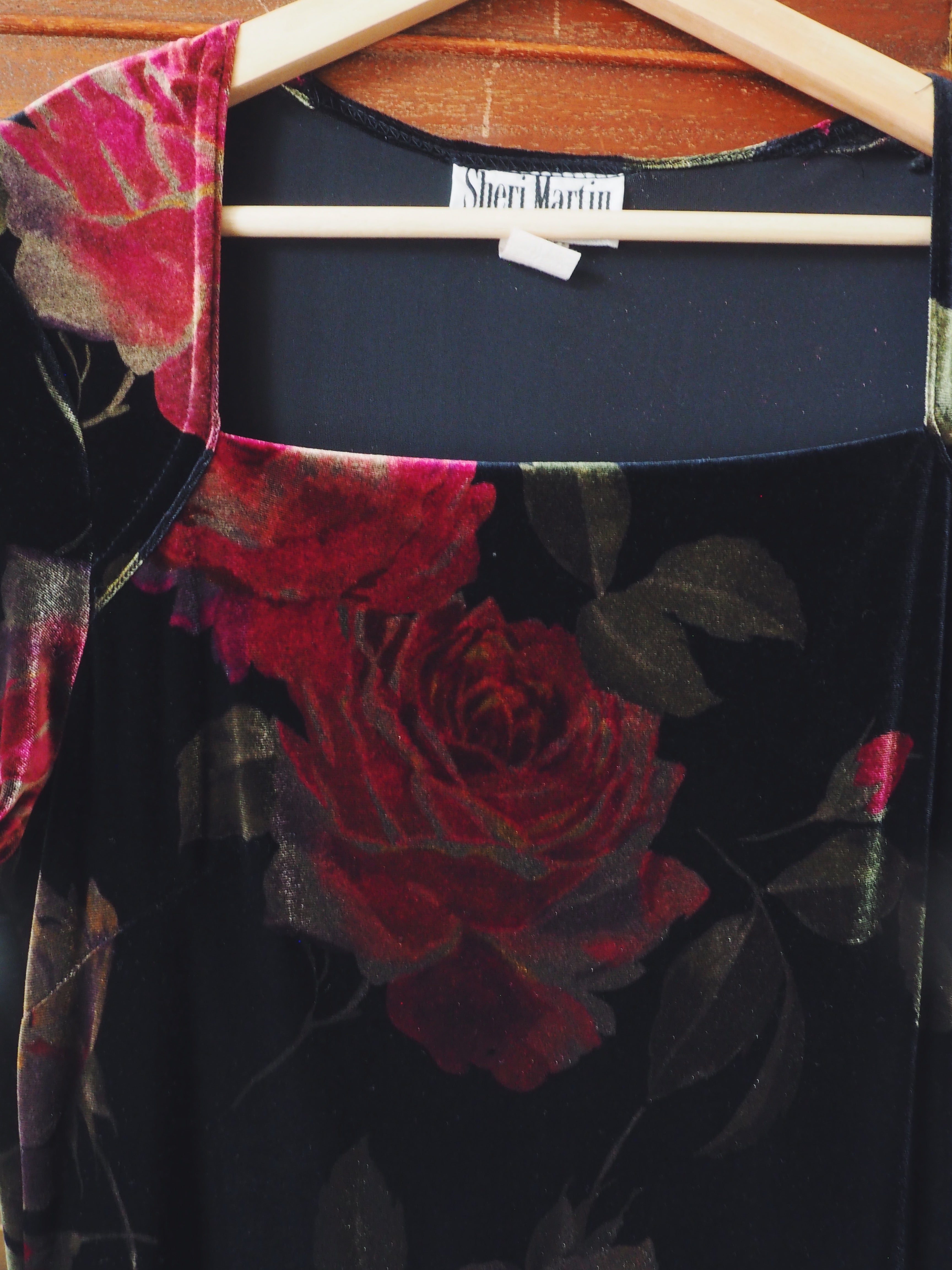 Vintage Made in the USA Velvet floral Midi Dress