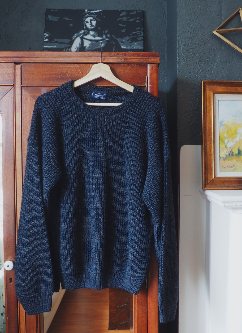 90s charcoal gray knit sweater