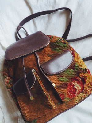 Floral Corduroy Backpack