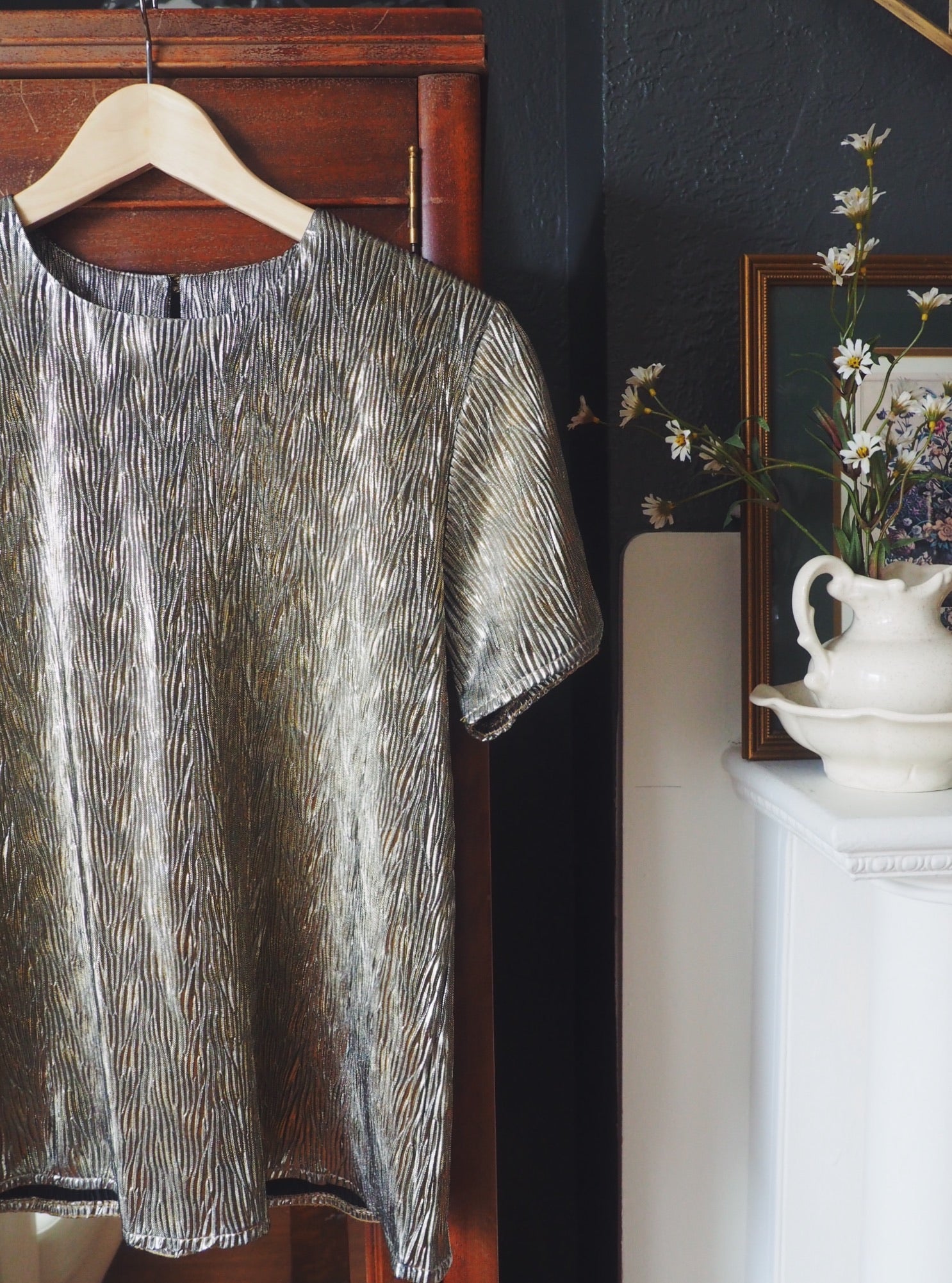 Vintage Cool Light Gold Metallic Top