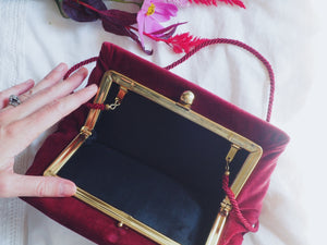 Vintage Cranberry Velvet Handbag