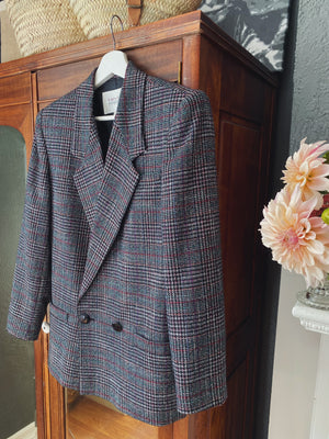 80s Plaid Double Breasted Blazer