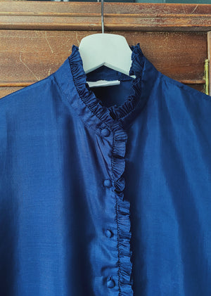 Vintage Navy Blue Victorian Blouse