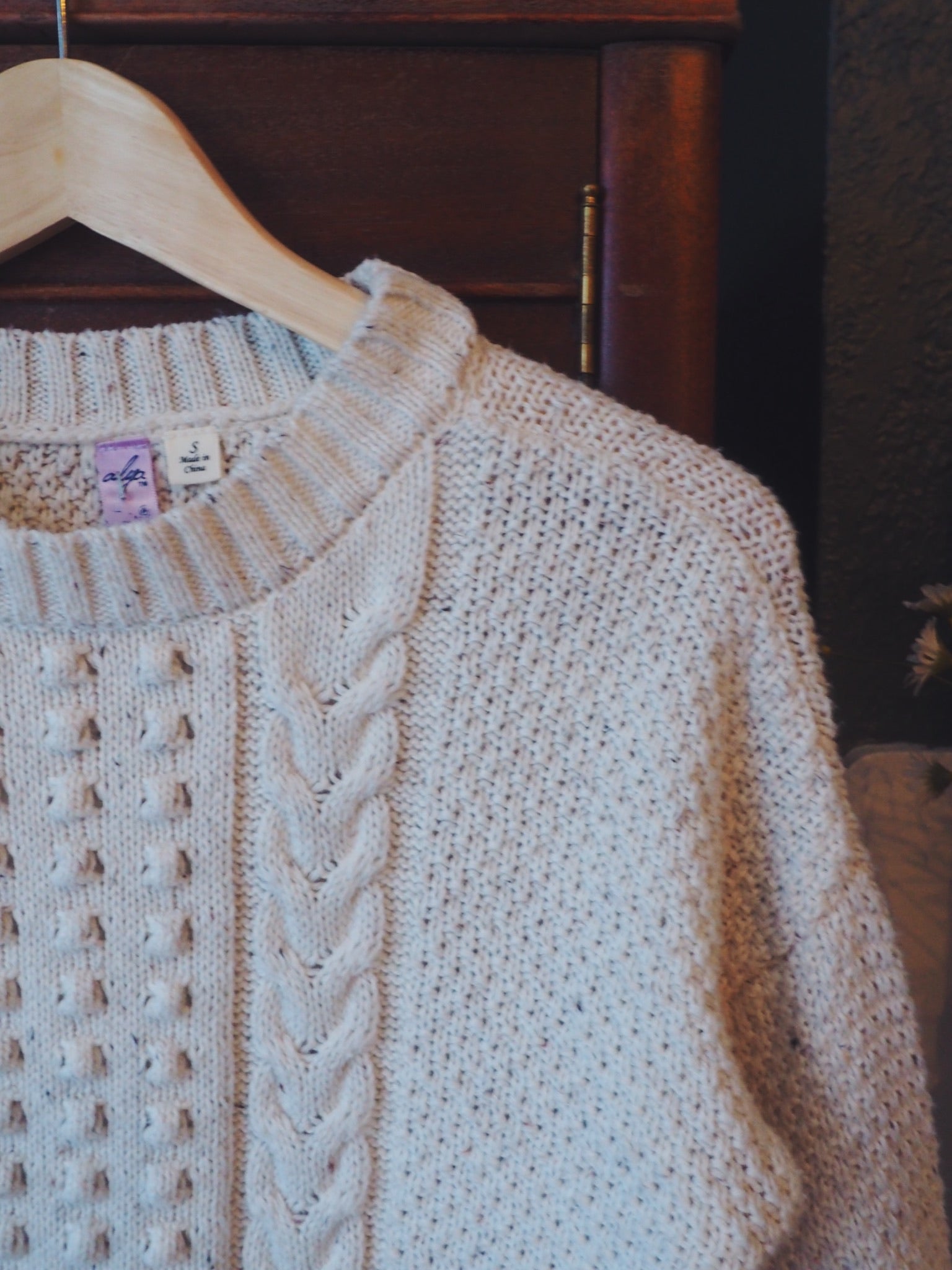 Soft White Cableknit Sweater