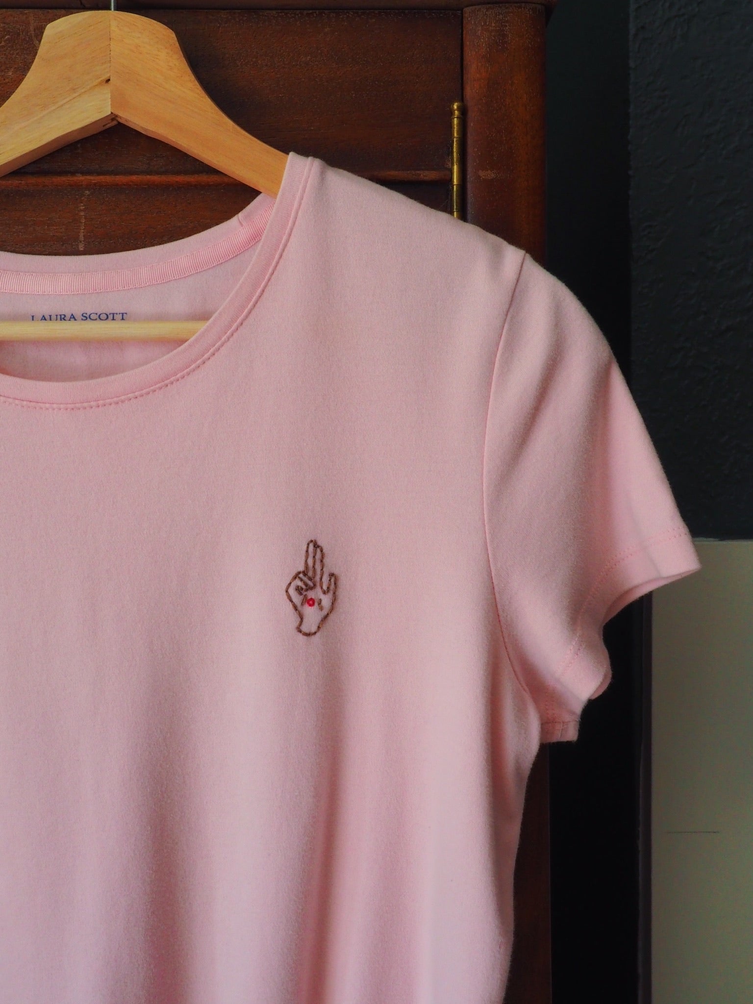 Thrifted & Threaded Wounded Healer T in Pink