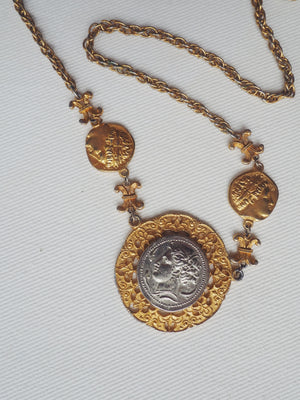 Vintage Coin Statement Necklace