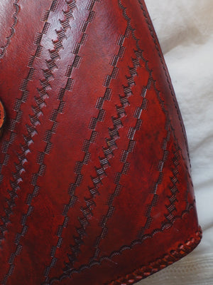 Vintage Rust Brown Braided Leather Handbag