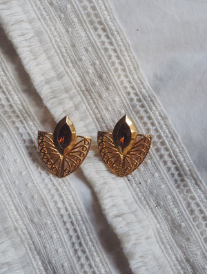 Vintage Brass Jewel Statement Earrings