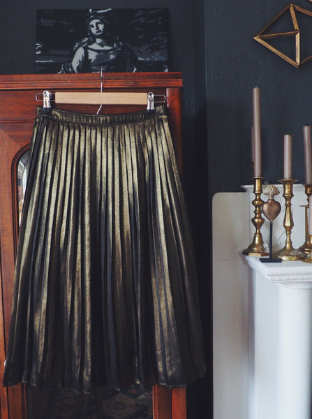 Gold shimmer pleated skirt best sale