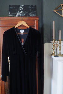 NEW Vintage Black Velvet Midi Dress