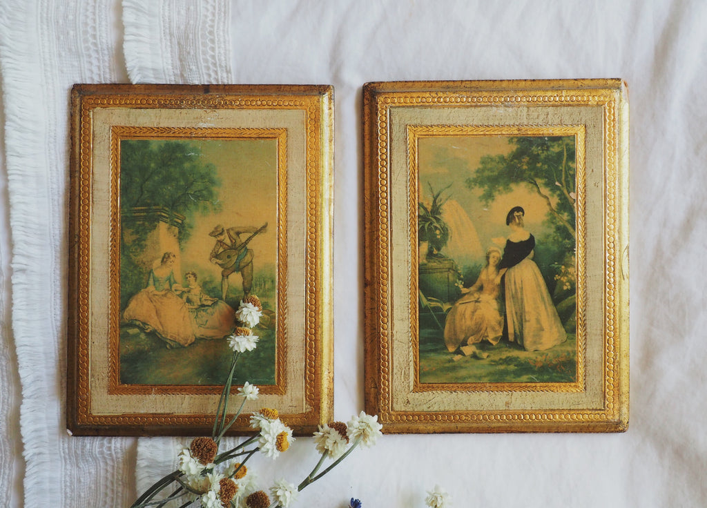 Antique Italian Gold Leaf Wood Prints